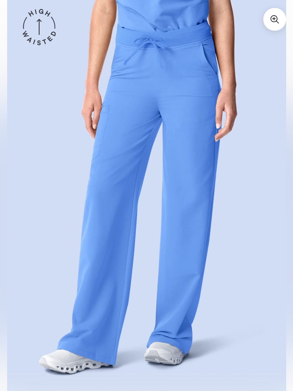 Mandala High-Waisted Wide Leg Scrub Pants in Ceil Blue